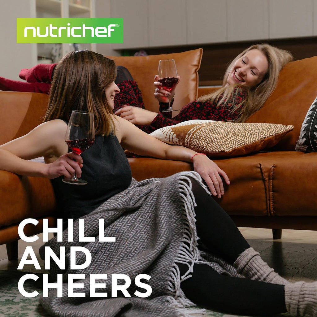 NutriChef 27 Bottle Wine Fridge | Dual Zone Adjustable Temperature Control 41°F to 64°F | Ultra Quiet Operation | Wine Cooler for Home, & Office | FreeStanding 43x11x23 in (Black)