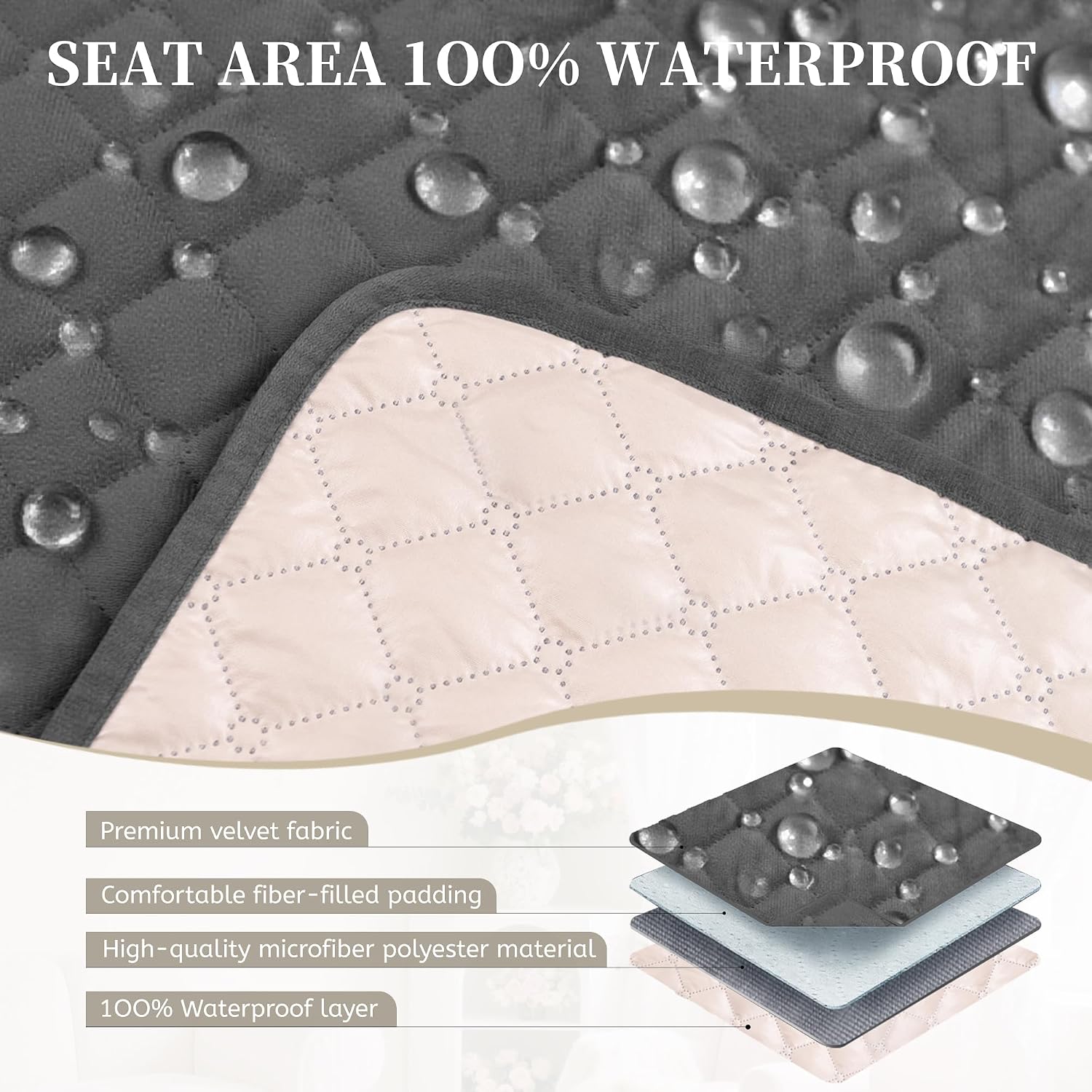 Sectional Couch Covers for Dogs 100% Waterproof Corner L Shaped Sofa Cover Pet Friendly Velvet Washable Anti Slip L Shape Modular Sofa Slipcover Protector with Pockets (Dark Gray, Large)