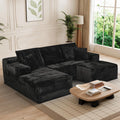 108' Boneless Couches for Living Room, U Shaped Comfy Cloud Modular Sectional Memory Foam Deep Seat Boneless Couch, No Assembly Required Sofa for Living Room with Left Facing Chaise & Ottoman, Black