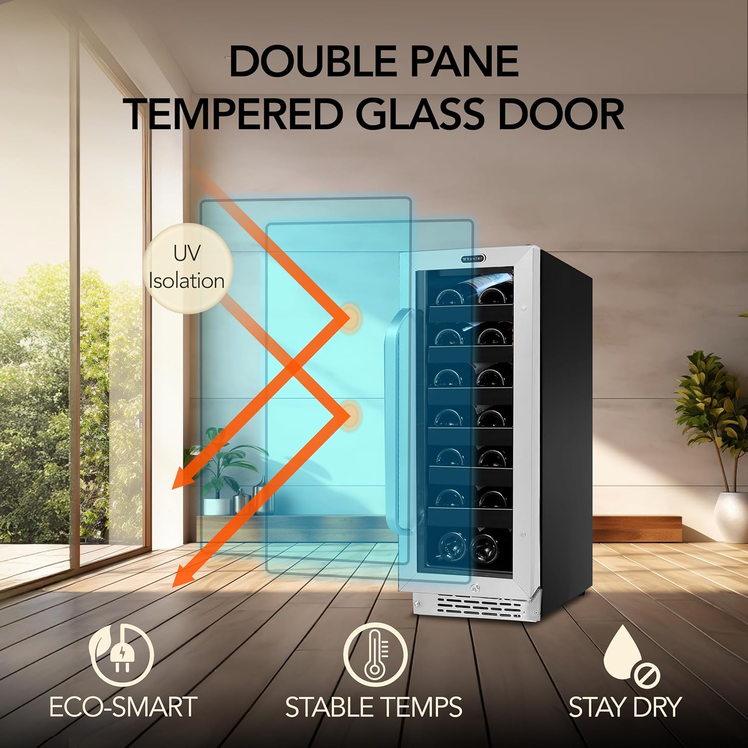 Whynter BWR-208SB Stainless Steel 12 inch Built-in 20 Bottle Undercounter Wine Refrigerator with Reversible Door, Digital Control and Lock