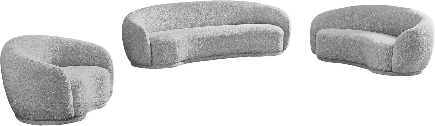 Meridian Furniture 693Grey-S Hyde Collection Modern | Contemporary Boucle Fabric Upholstered Sofa, Grey, 89.5' W x 38' D x 28' H