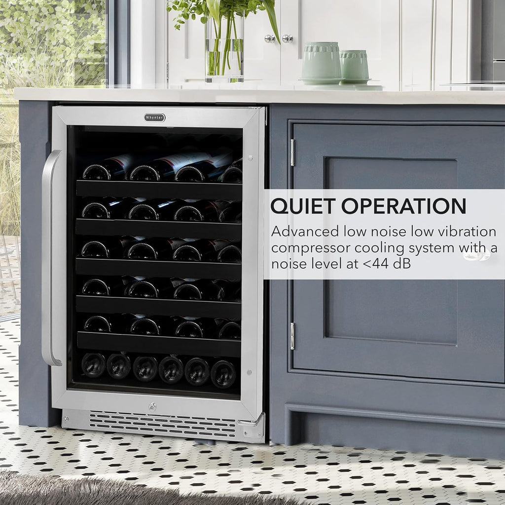 Whynter BWR-408SB 24 inch Built-in 46 Bottle Undercounter Stainless Steel Wine Refrigerator with Reversible Door, Digital Control and Lock