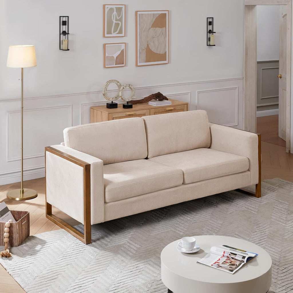 Christopher Knight Home Bricez 79' Sofa Couch, Cozy Upholstered 3-Seater Sofa, Oversized Loveseat, Comfy Fabric Couches for Living Room and Office, Modern Couch and Sofa, Wooden Frame, Taupe Beige