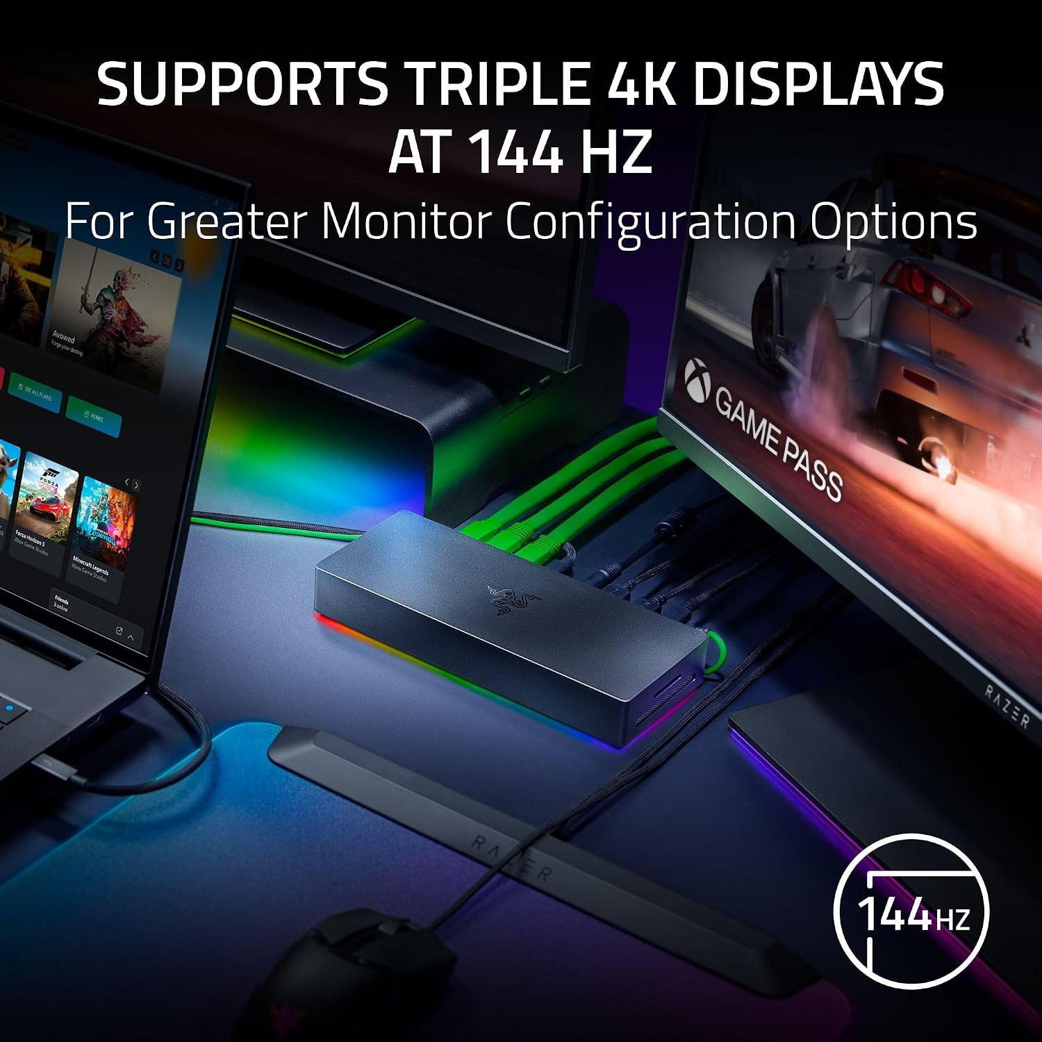 Razer Thunderbolt 5 Dock: 11 Port Docking Station with M.2 SSD Slot - 120Gbps Transfer Speeds - 3X 4K Displays at 144 Hz on TB5/4 Laptops - 140W PD Charging - Active Cooling - TB Share - Mercury