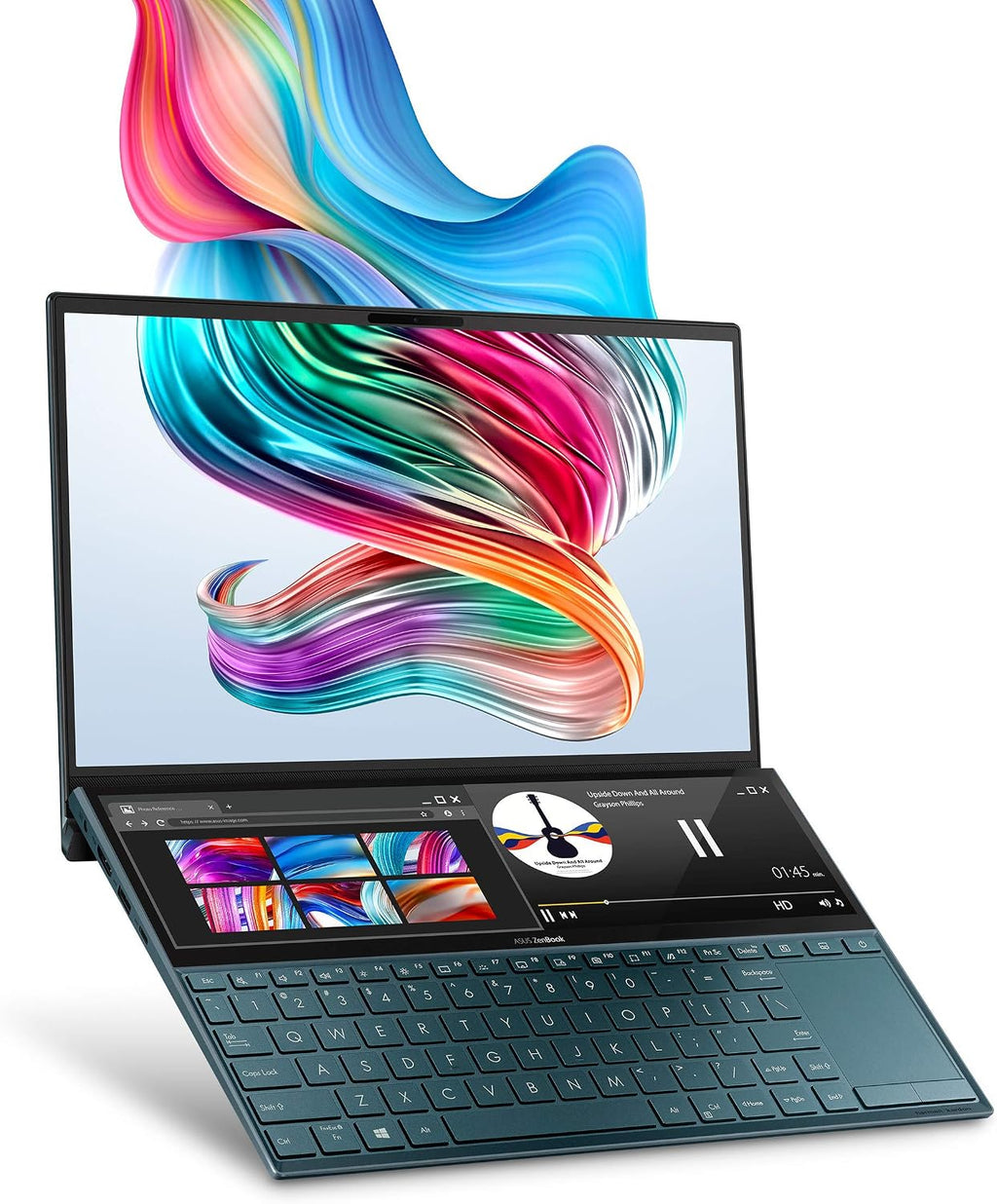 ASUS ZenBook Duo UX481 14' FHD NanoEdge Bezel Touch, Intel Core i7-10510U, 16GB RAM, 1TB PCIe SSD, GeForce MX250, Innovative ScreenPad Plus, Windows 10 Pro - UX481FL-XS74T, Celestial Blue