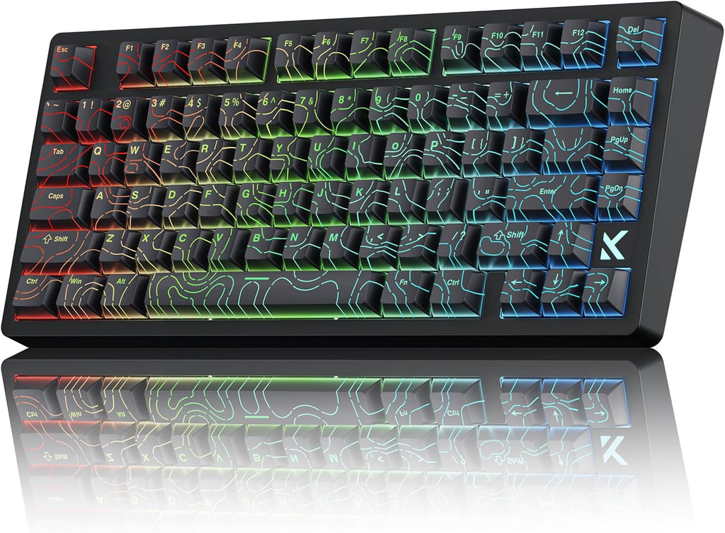x MCHOSE Jet75 Magnetic Keyboard,75% Wired Gaming Keyboard Hall Effect Switch,Rapid Trigger Mode,8K Hz Polling Rate,0.1ms Lantency,Rhythmic RGB Backlight (Topograhic Black, God Switch)