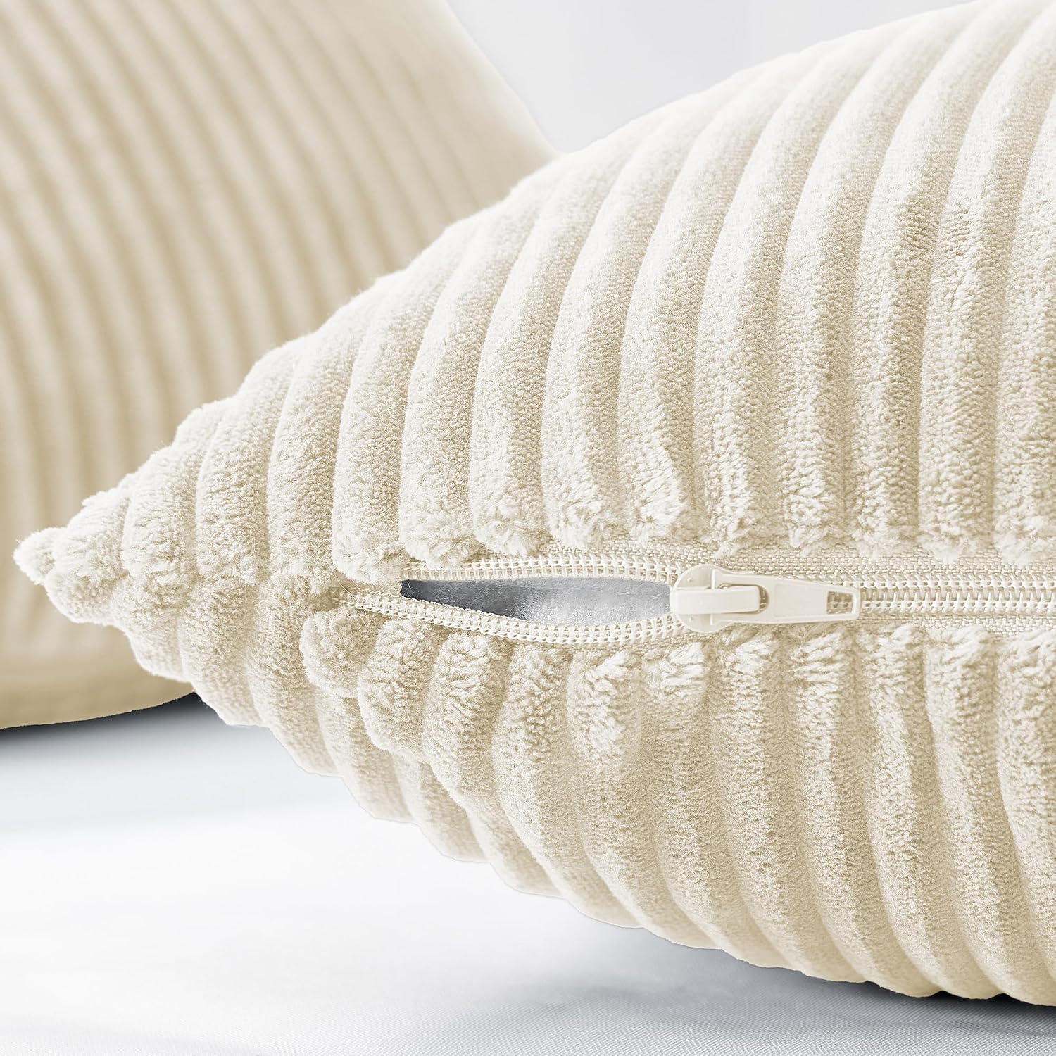 KINGYES Small Pillows Set of 2 for Sofa, Cloud Couch Small Cushions for Indoor Furniture, Beige