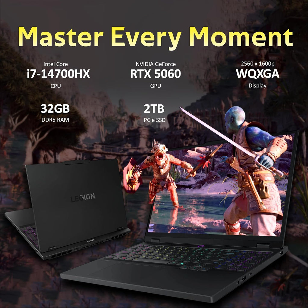 Lenovo Legion 5 15.1' WQXGA 165Hz Gaming Laptop, Intel i7-14700HX, 32GB DDR5, 2TB PCIe SSD, GeForce RTX 5060, RGB Backlit Keyboard, 5.0MP Camera, Wi-Fi 7, Windows 11 Pro, Gray, 1TB Docking Station Set