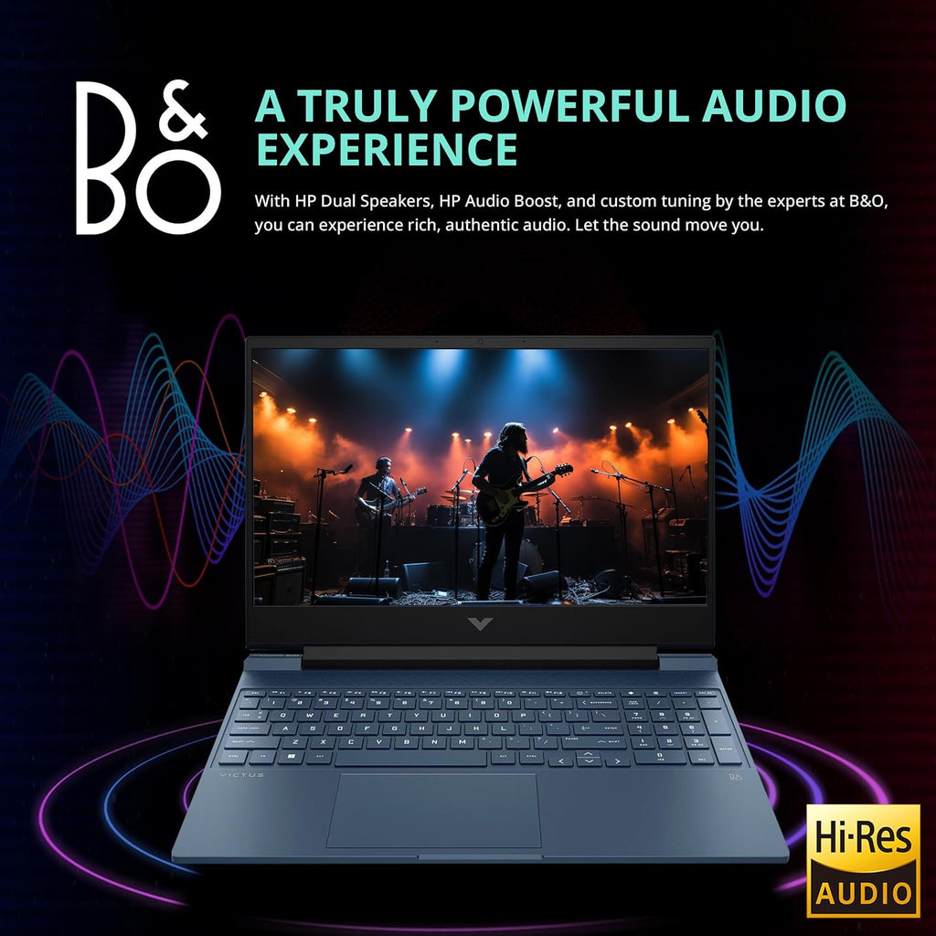 HP Victus Gaming Laptop, 15.6' FHD 144Hz IPS Display, Intel Core i5-13420H, 16GB RAM, 512GB PCIe SSD, NVIDIA GeForce RTX 3050, Backlit Keyboard, Wi-Fi 6, Win 11 Pro, Blue, 32GB Hotface USB Card