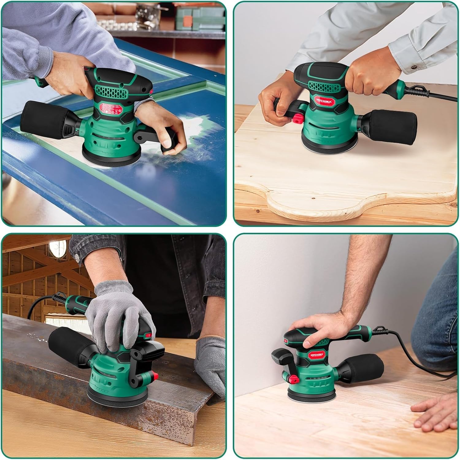 HYCHIKA Power Tool Combo Kit, 18 V Max Cordless Impact Wrench with 1/2 Impact Drivers,Orbital Sander 3.8Amp 450W,2-Tool Power Tool Set