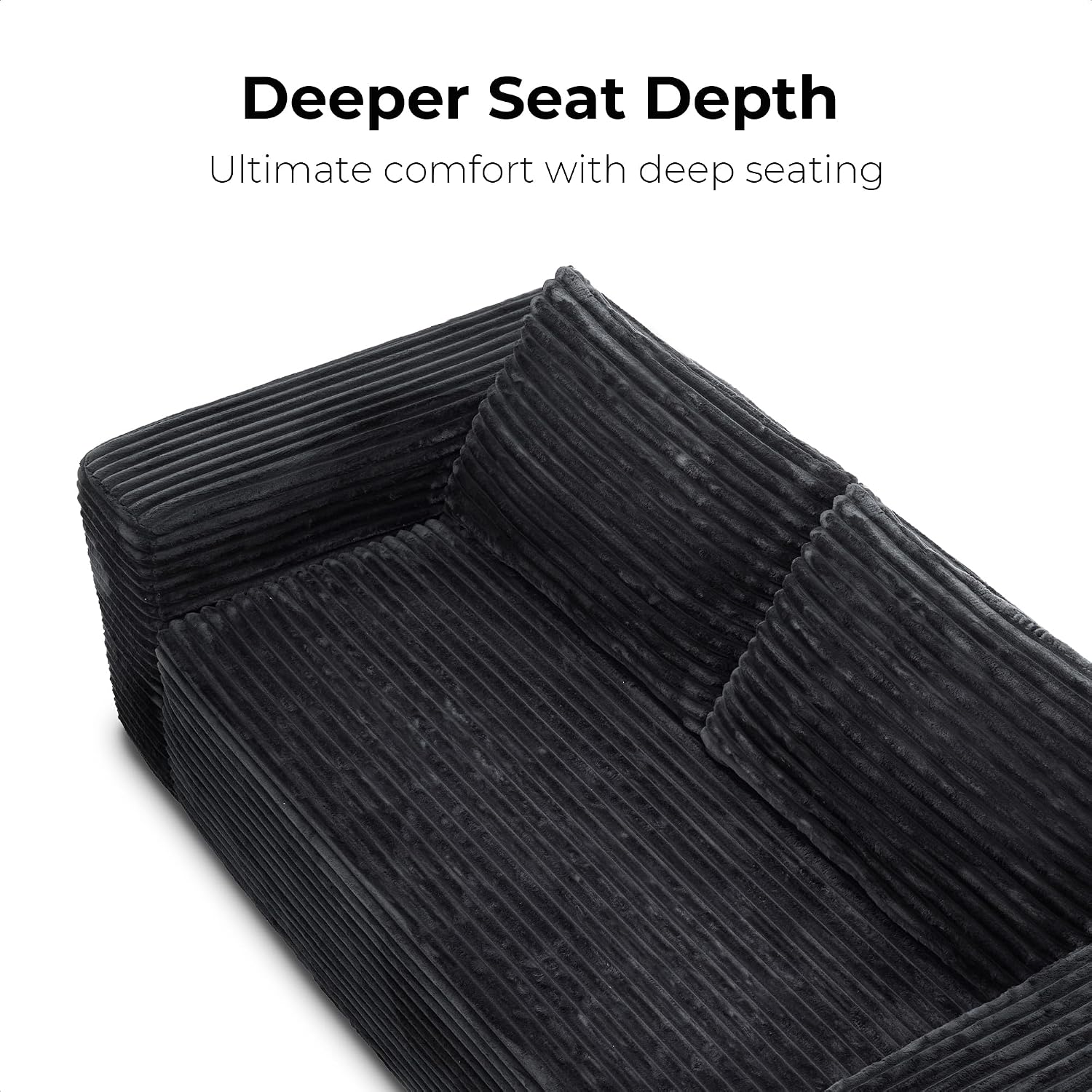 LIKIMIO 71' Cloud Loveseat Sofa in a Box, No Assembly Required Comfy Deep Seat, Modern Small Couch with Plush Fabric for Living Room, Bedroom, Apartment, Home Office, Black