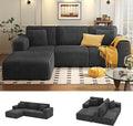 KINGYES 107'' Modular Sectional Sofa, L Shaped Cloud Couch for Living Room, Modern Plush Corduroy Boneless Sofa with Chaise for Bedroom, Gray