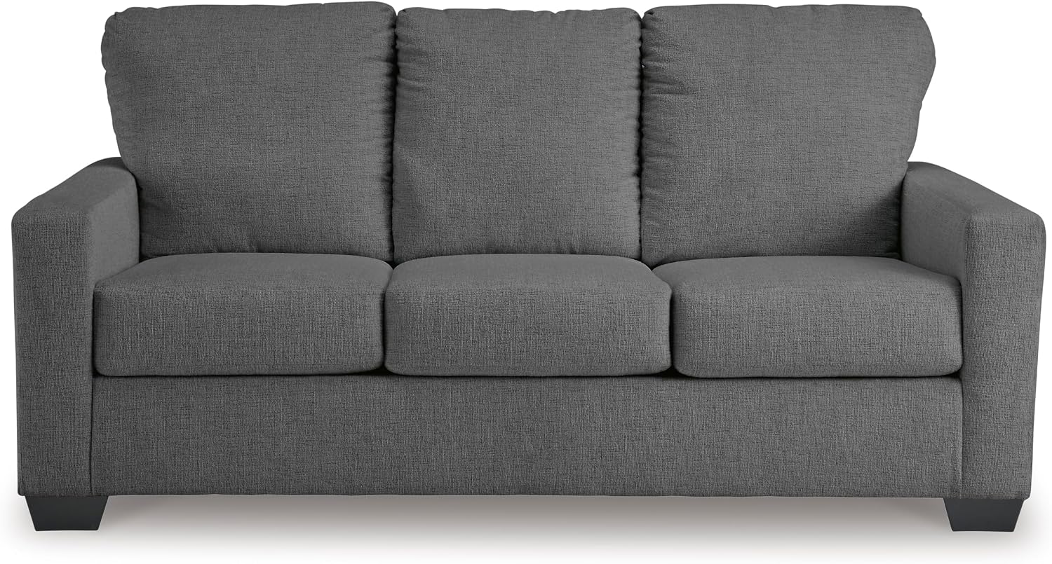 Signature Design by Ashley Rannis Casual 2-in-1 Sofa Sleeper with Folding Gel Memory Foam Mattress, Full, Gray