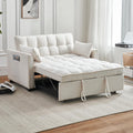 ECHINGLE Futon Sofa Bed, 3 in 1 Sleeper Sofa Couch Bed with Armrests, Storage Pockets and 2 Pillows, Adjustable Backrest, Sofa Bed Couch for Living Room, Bedroom, Office,Reading Room(Beige)