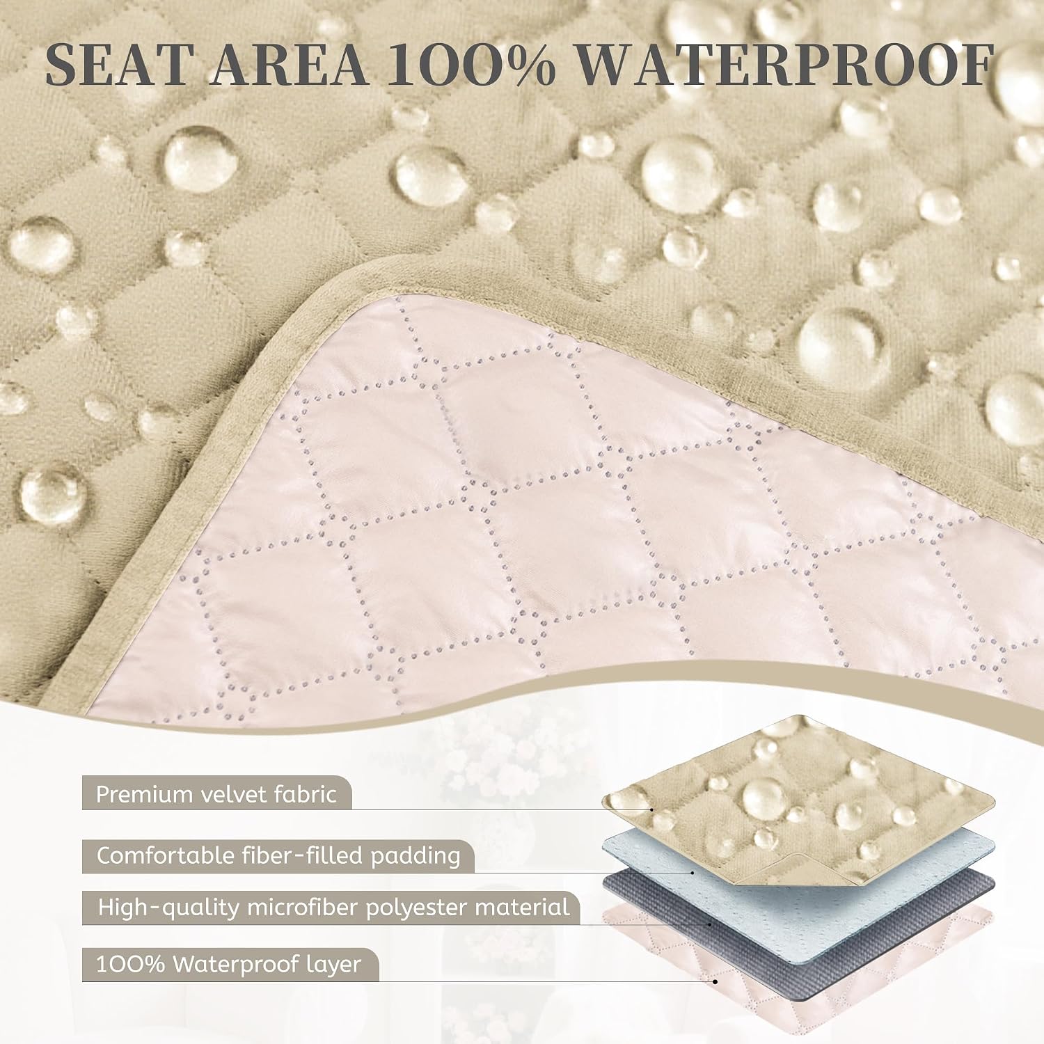 Sectional Couch Covers for Dogs 100% Waterproof Corner L Shaped Sofa Cover Pet Friendly Velvet Washable Anti Slip L Shape Modular Sofa Slipcover Protector with Pockets (Beige, X-Large)