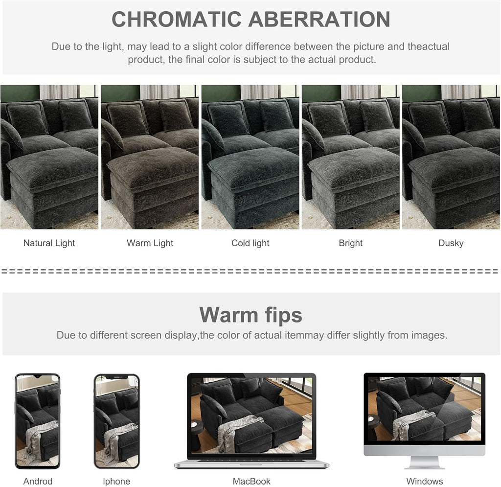 58' Cloud Couch Loveseat, Deep Seat Modular Sectional Sofa with 4 Removable Washable Pillows and 2 Ottoman for Living Room, Bedroom, Apartment, Black