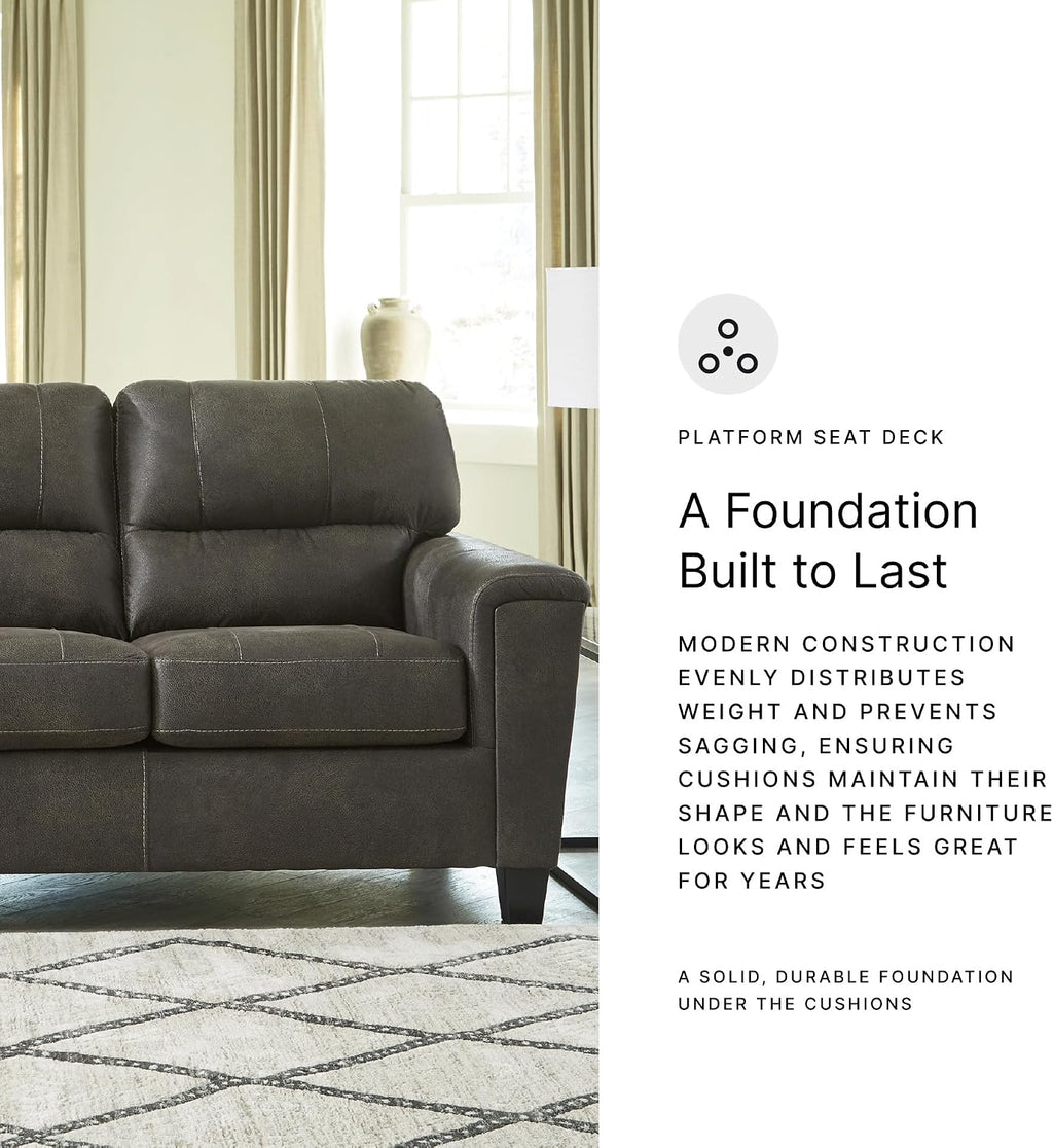 Signature Design by Ashley Navi Faux Leather Modern Sofa, Gray