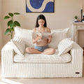 MAXYOYO Bean Bag Sofa Couch, Loveseat Boneless Couch in a Box, Upholstered Small Mini Sofa for Living Room Bedroom Apartment, No Assembly, Beige