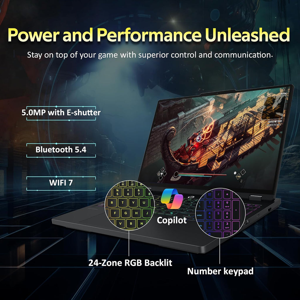 Lenovo Legion Pro 5 16' WQXGA 240Hz Gaming Laptop, Intel i7-14650HX, GeForce RTX 5060, 32GB DDR5, 2TB Storage(1TB SSD+1TB Docking Station), 24-Zone RGB Backlit Keyboard, Wi-Fi 7, Win 11 Pro, Black