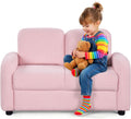 Costzon Kids Couch, 2 Seat Toddler Armrest Chair w/Teddy Fleece Upholstery & Solid Wooden Frame, Double Seat Children's Sofa for Preschool, Bedroom, Playroom, Daycare, Ideal Gift for Girls Boys