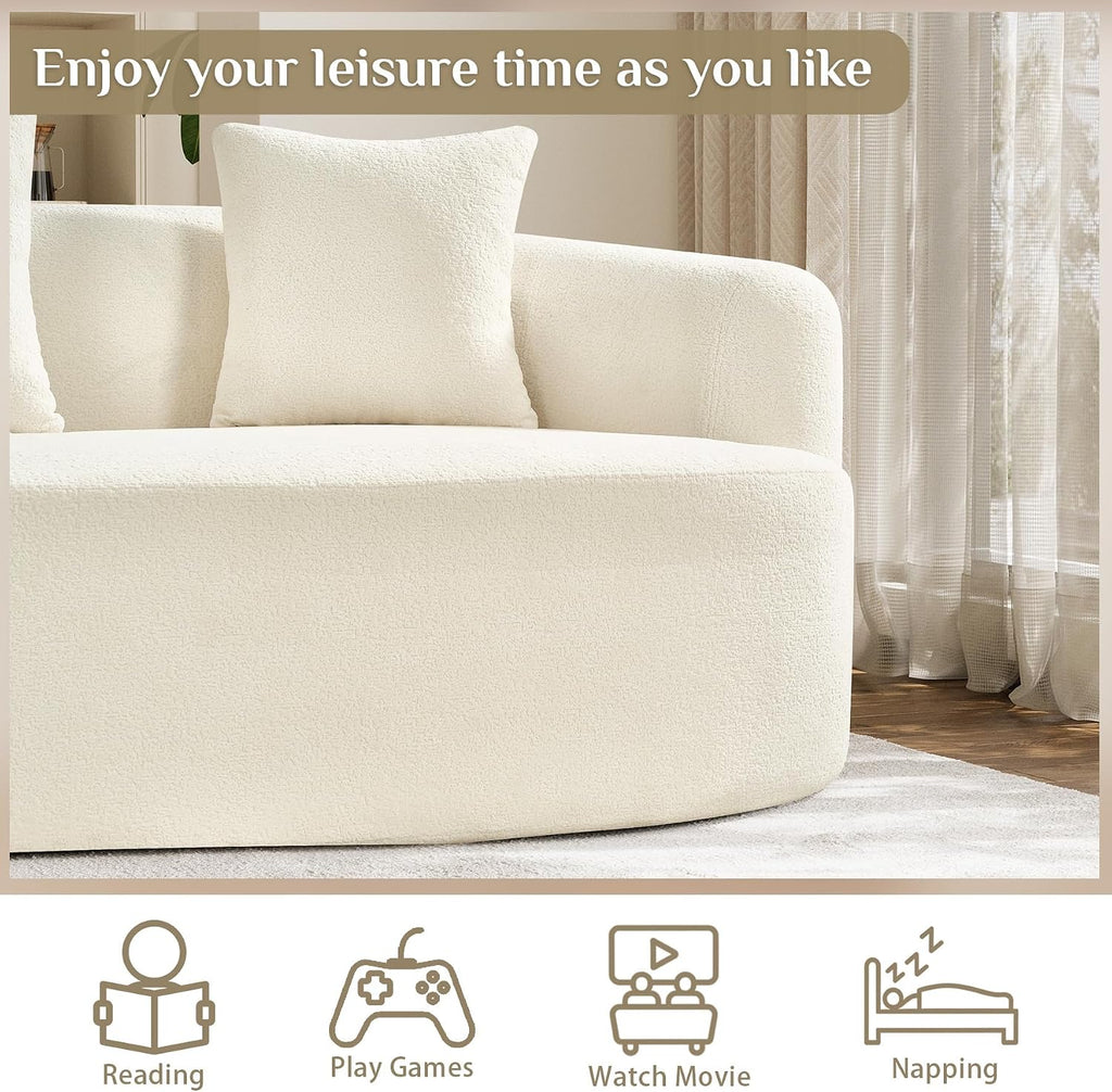 131' Oversized Sectional Sofa for Living Room, Modern Luxury Plush Chenille 4-Seater Extra Deep & Wide Seat Curved Cloud Couch with 4 Throw Pillows, No Assembly Needed, Cream White
