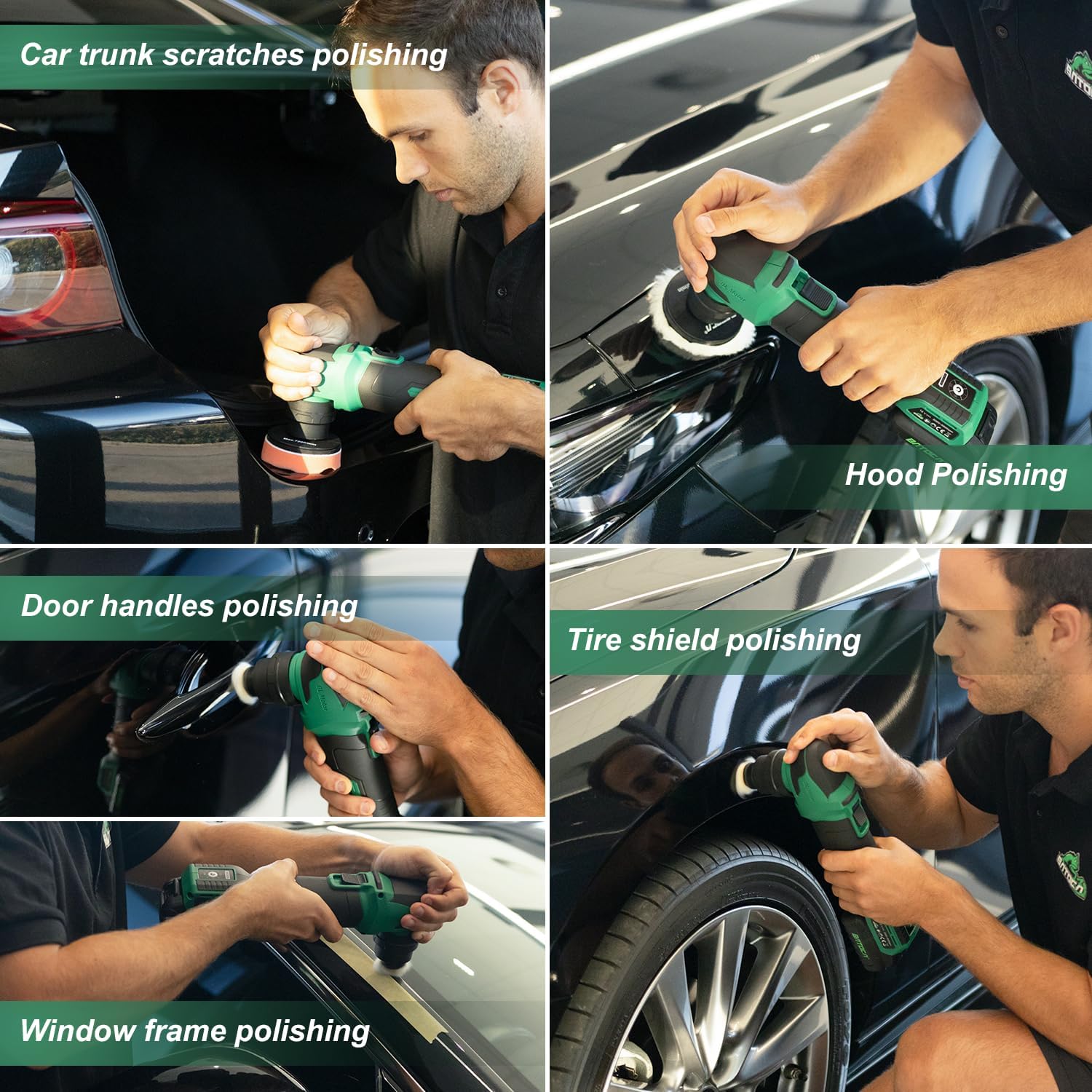 BATOCA S4 Cordless Polisher for Car Detailing with 2Pcs 12V 2.5Ah Batteries, Both Rotary Buffer & Dual Action Polisher, 1&3inch Brushless Polisher, Basic Kit