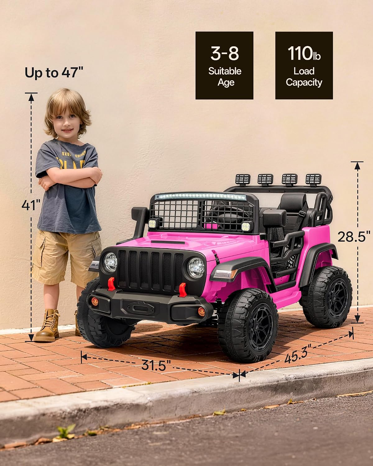 Outfunny 2 Seater Ride on Car Toy, 12V Electric Car for Kids 4-8 with Remote Control, Capacity 110 lb, LED Light - Pink