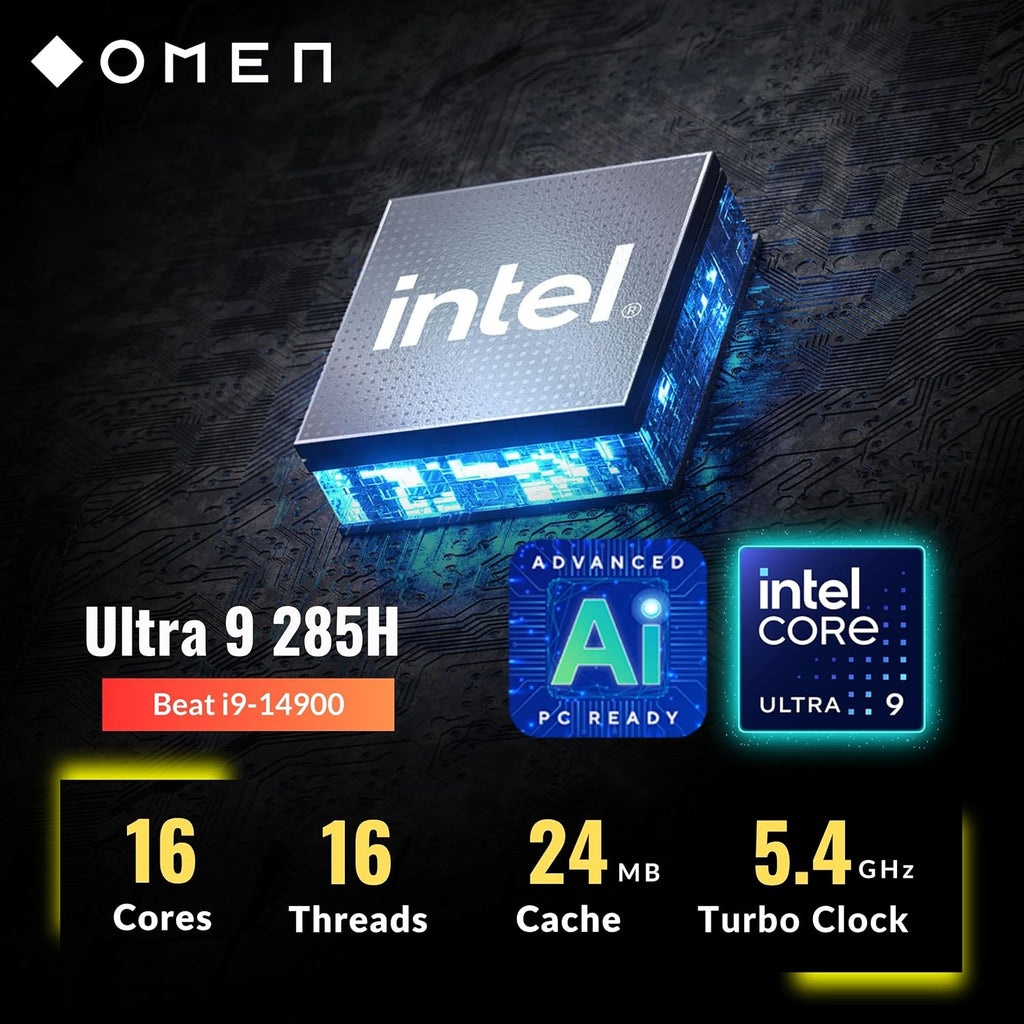 HP OMEN 16 Gaming Laptop, 16 240Hz 2.5K Display, Intel Core Ultra 9 285H(>i9-14900, 5.4GHz), GeForce RTX 5070, Copilot, AI & VR Ready, Backlit Keyboard, Windows 11 Pro, Black(32GB DDR5 RAM | 1TB SSD)
