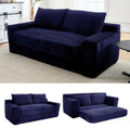GNIXUU Corduroy Cloud Loveseat Sofa, 2 in 1 Convertible Sleeper Sofa with Fixed-Shape Frame, Comfy Folding Boneless Love Seat Couches for Living Room, Apartment, Small Spaces Blue