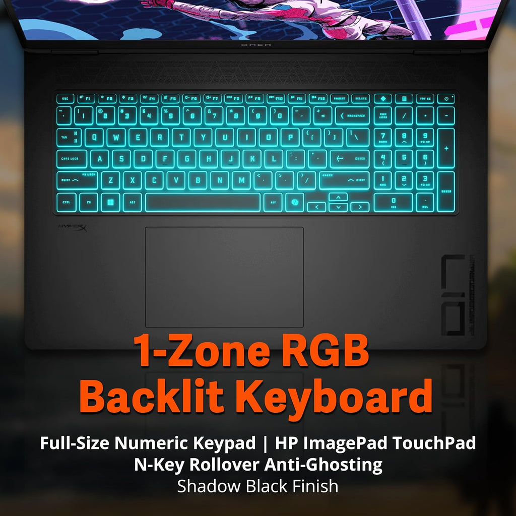HP Omen 17 Gaming AI Laptop, GeForce RTX 5060, AMD Ryzen AI 9 365 Zen 5 10-Core (50 Tops), 17.3' 144Hz FHD IPS, 16GB RAM, 2TB Storage(1TB SSD+1TB Docking Station), RGB Backlit Keyboard, Win 11, Black