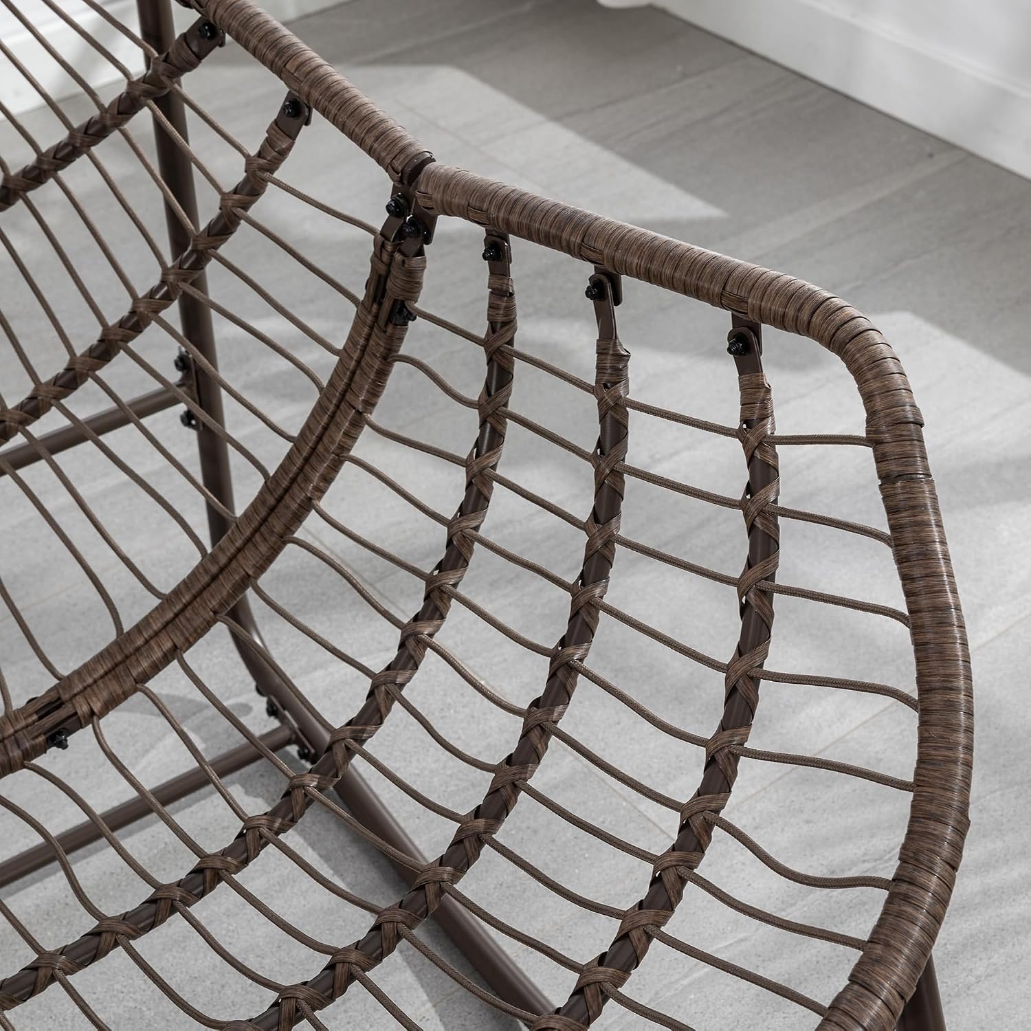 Patio Chairs Set of 2, Oversized Wicker Egg Rocking Chair,Indoor & Outdoor Upholstered Papasan Chairs, Modern Lounge Chair for Balcony,Living Room Patio, Front Porch, Garden