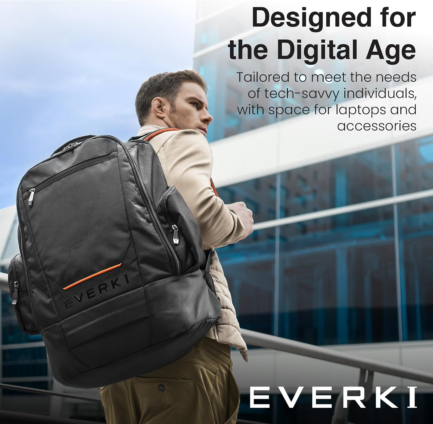 EVERKI ContemPRO 117 42L Laptop Backpack – Business Travel Backpack Carry On Flight Approved for Gaming Laptop & Travel Essentials with Water-Resistant Rain Cover, Fits Laptops up to 18.4' – Black