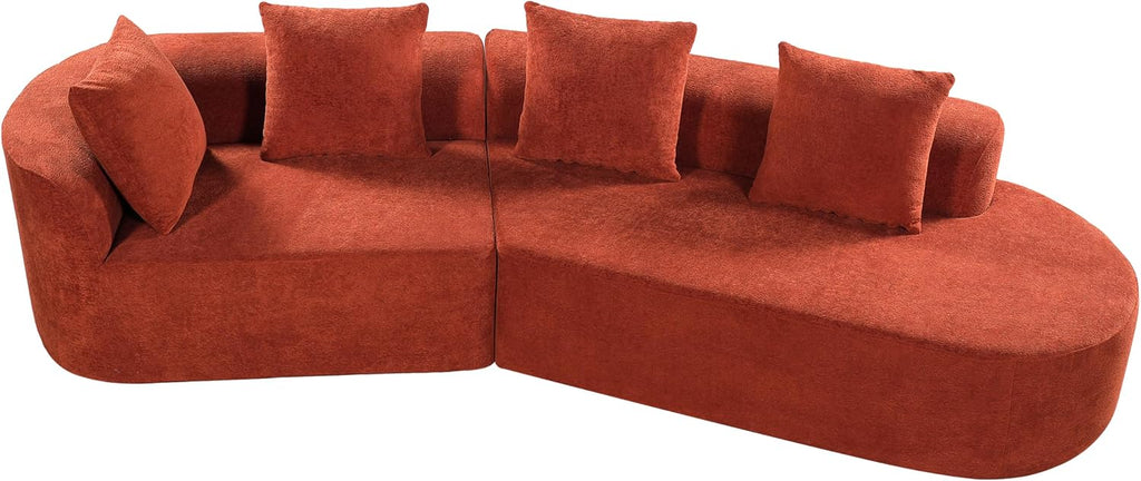 Christopher Knight Home Randa Upholstered Modern Sofa Couch, Boneless Cloud Sofa, Fully Assembled Long Sofa Chaise Lounge, Large Upholstered Couch, Orange
