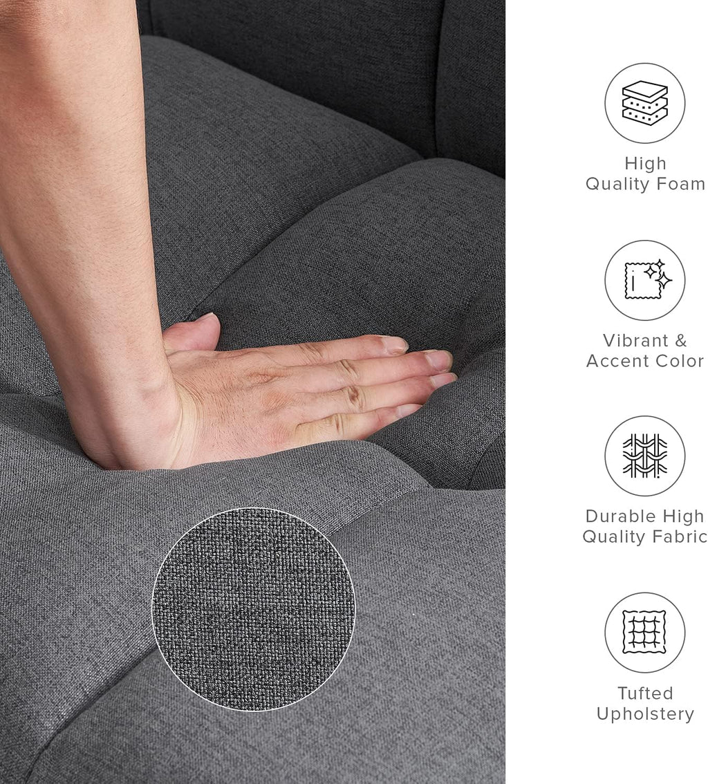 mopio Aaron 76.8' Couch, Small Futon Sofa Bed, Sleeper, Loveseat, Mid Century Modern Futon Couch, Sofa Cama, Couches for Living Room, Bedroom (Dark Grey Fabric)