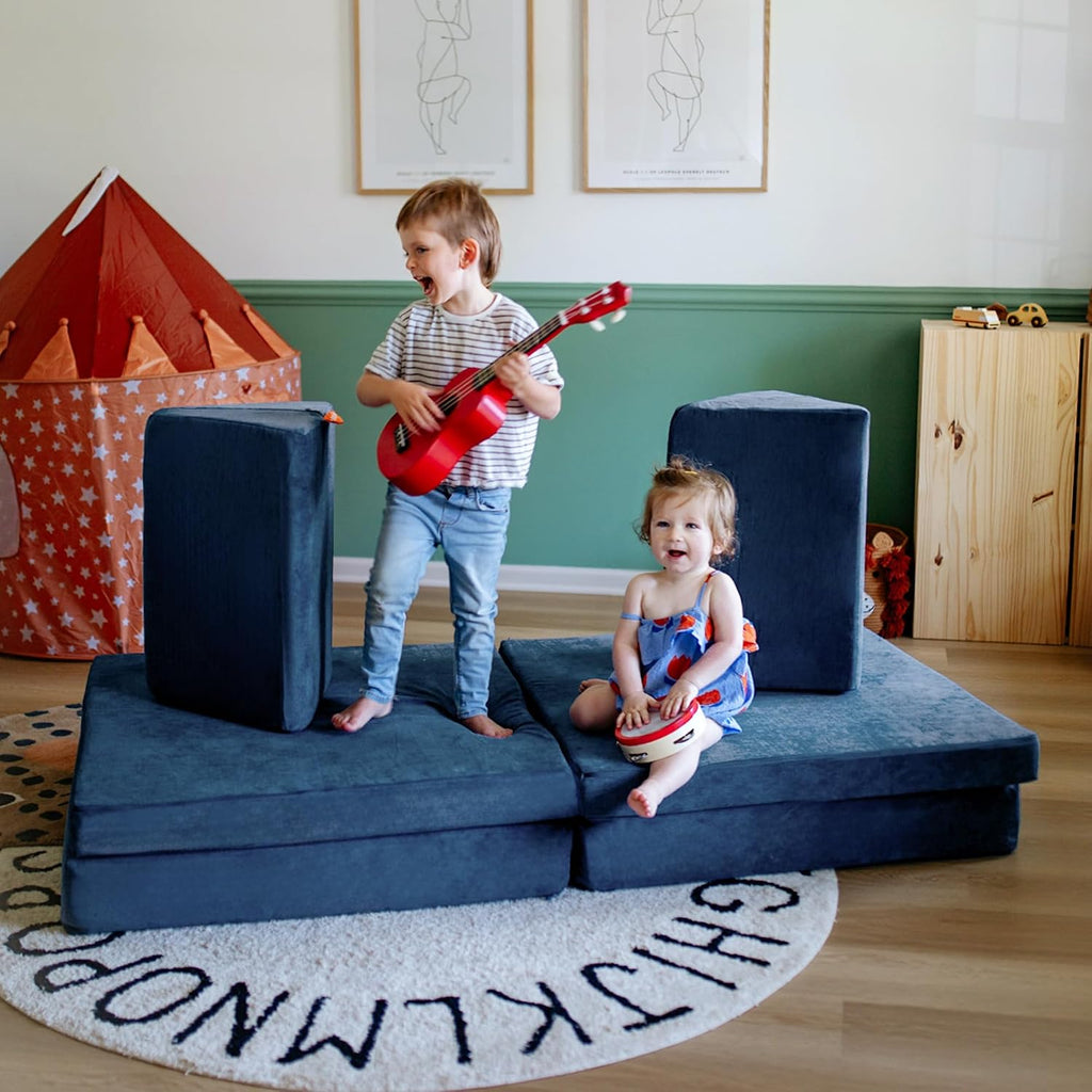 Nugget - The Original Play Couch for Kids - Modular Foam Children's Sofa for Playroom, Imagination, & Creative Open Ended Play - Washable & Convertible Playroom Furniture, Blueridge