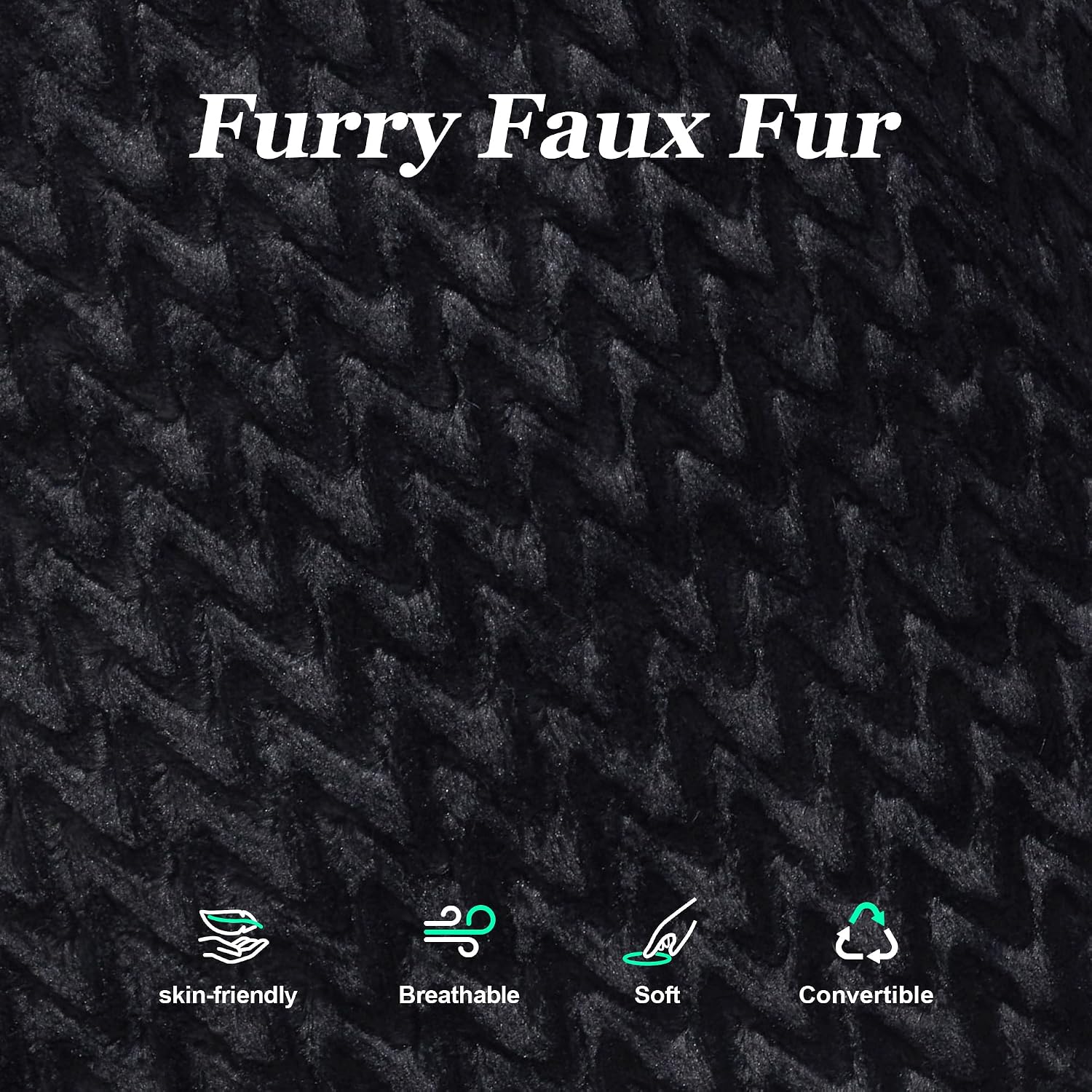 Hobestluk 3 in 1 Bean Bag Chair Giant Bean Bag Chairs for Adults with Chevron Plush Fur Cover Convertible Bean Bag Floor Cushion with Machine Washable Cover for Living Room (Chevron Plush Black)