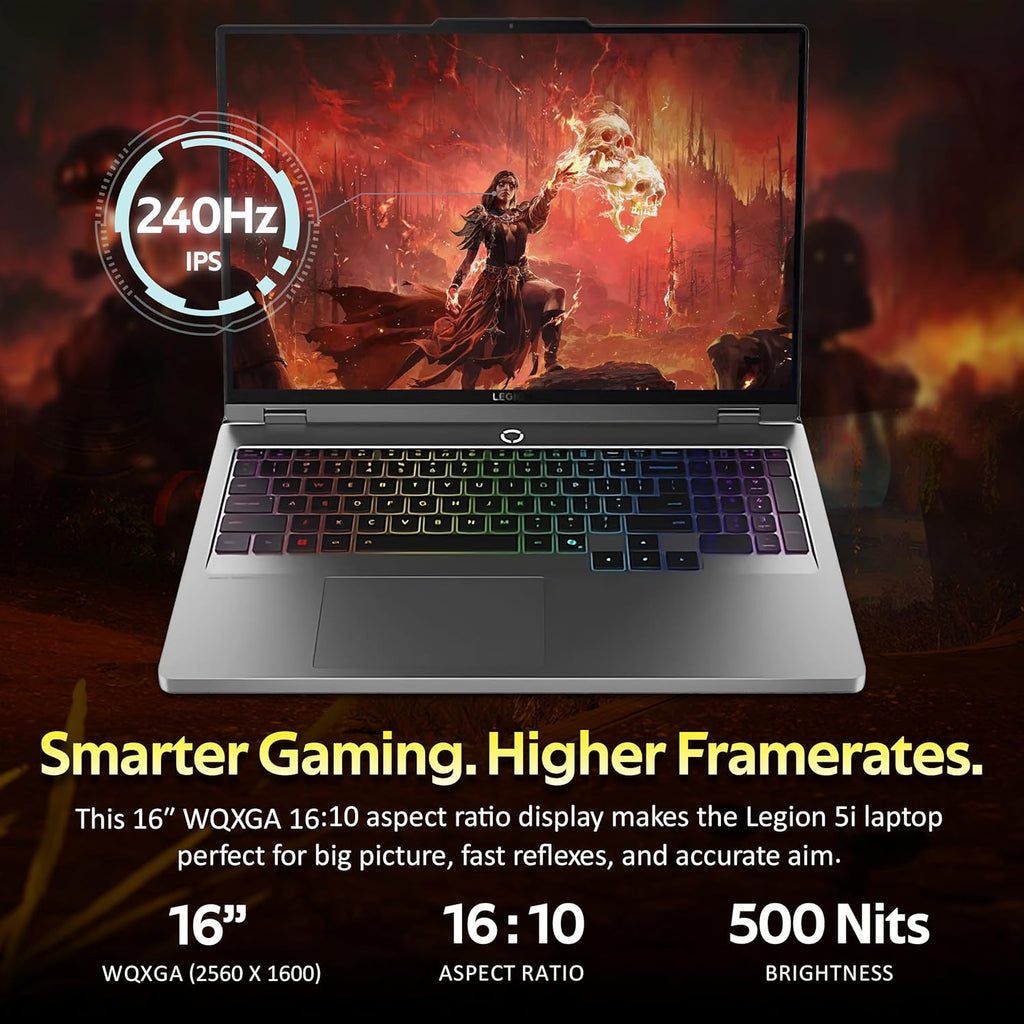 Lenovo Legion 5 16' WQXGA 240Hz Gaming Laptop, NVIDIA GeForce RTX 5060, Intel Ultra 9 275HX, 8GB GDDR7, 32GB DDR5, 2TB SSD, 24-Zone RGB Backlit Keyboard, Win 11 Pro, Gray, 1TB Docking Station Set