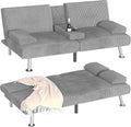 Homall Futon Sofa Bed, Futon Couch with Removable Armrests, Adjustable Recliner Sleeper Sofa Bed with Dual Cup Holders for Living Room, Apartment, Office (Corduroy, Grey)