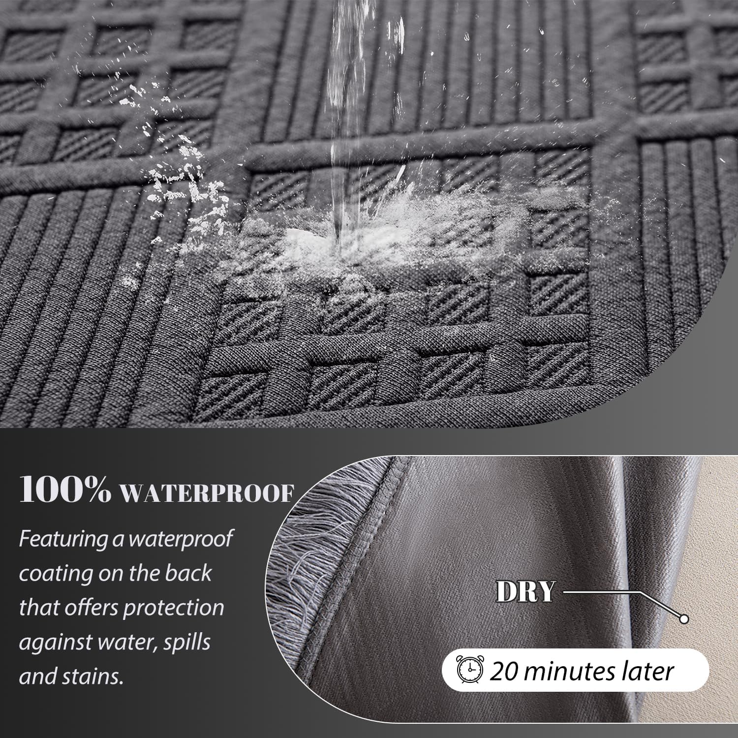 Waterproof Sectional Couch Covers Sectional Sofa Cover L Shaped Corner Sofa Slipcovers Blanket for Dogs Pets Washable Jacquard Quilted L Shape Furniture Protector (75x276 in, Dark Grey)