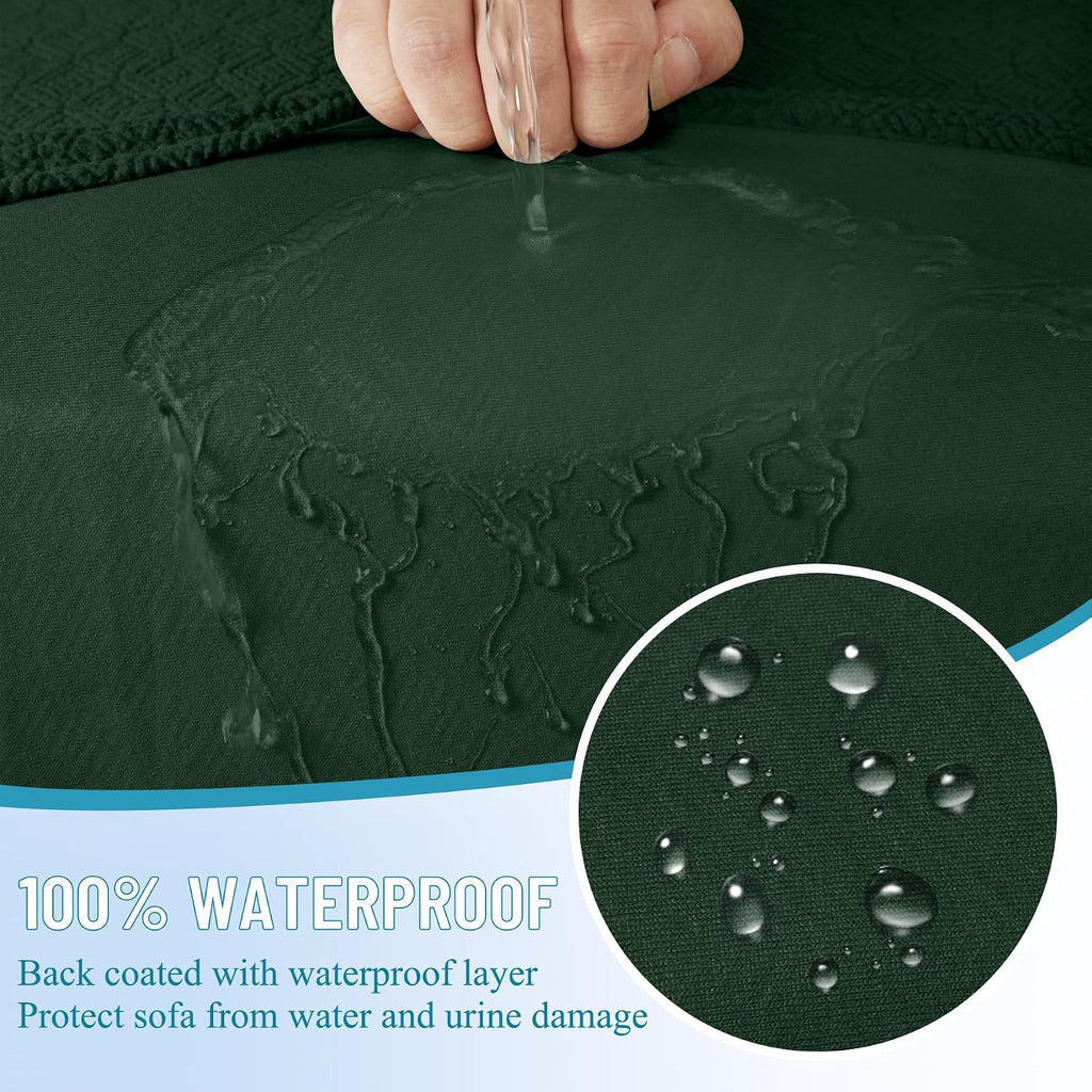HDCAXKJ Waterproof Sectional Couch Cushion Covers 11 Pieces Stretch Jacquard L Shaped Corner Sofa Slipcover Back Cover Soft Sofa Seat Cushion Covers for Dogs (5 Seater and 6 Backrest, Blackish Green)