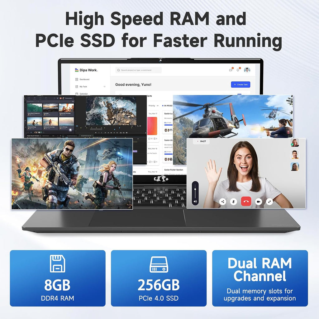 NIMO 15.6' IPS FHD-Student-Laptop, Intel 6 Cores I3-1215U 8GB RAM 256GB SSD (Beats i5-1135G7, Up to 4.4GHz) Computer with 65W Type C Backlit Keyboard Fingerprint, for Home and Business, Gray