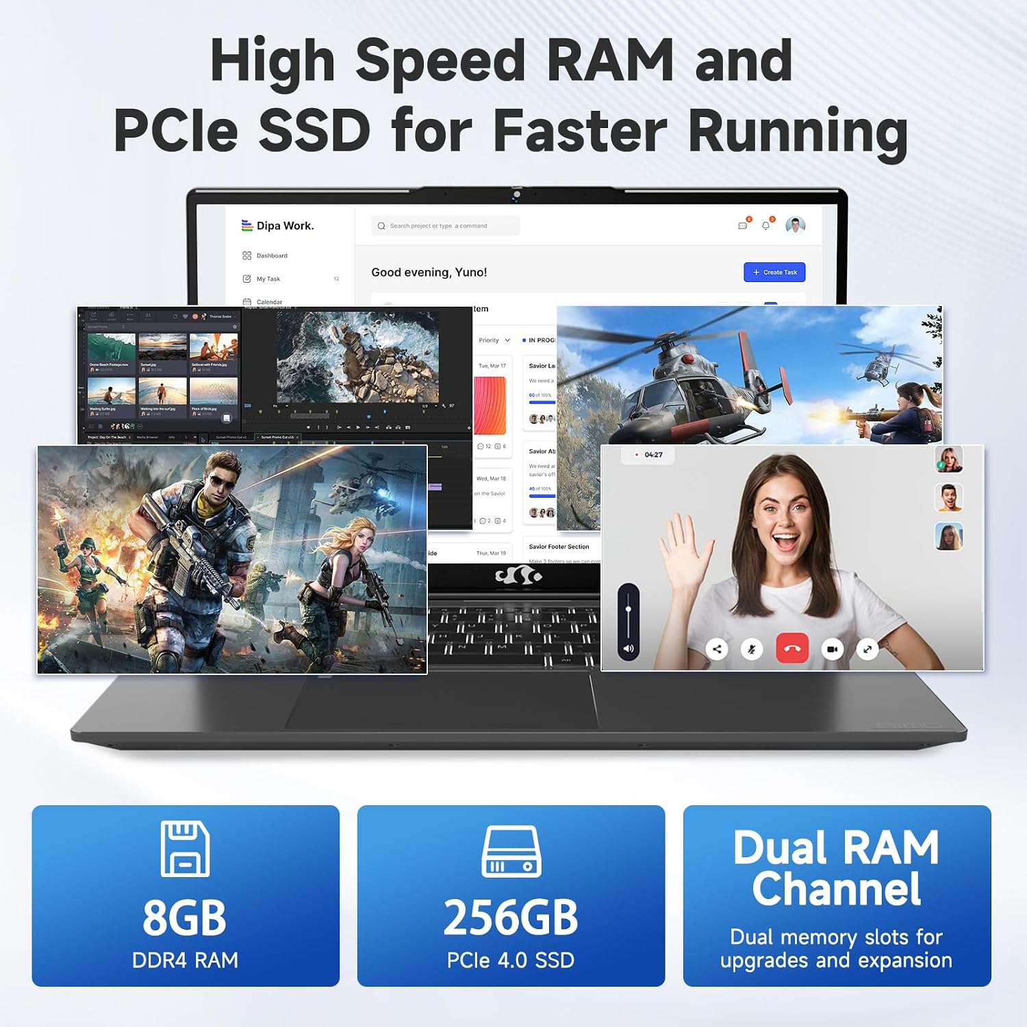 NIMO 15.6' IPS FHD-Student-Laptop, Intel 6 Cores I3-1215U 8GB RAM 256GB SSD (Beats i5-1135G7, Up to 4.4GHz) Computer with 65W Type C Backlit Keyboard Fingerprint, for Home and Business, Gray