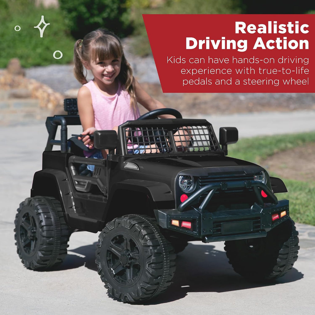 Best Choice Products 12V Kids Electric Vehicle Toy Ride On Car with Parent Remote Control for Toddlers, Seat Harness, 61 lbs Weight Capacity, Locking Doors, Spring Suspension, Bluetooth - Black