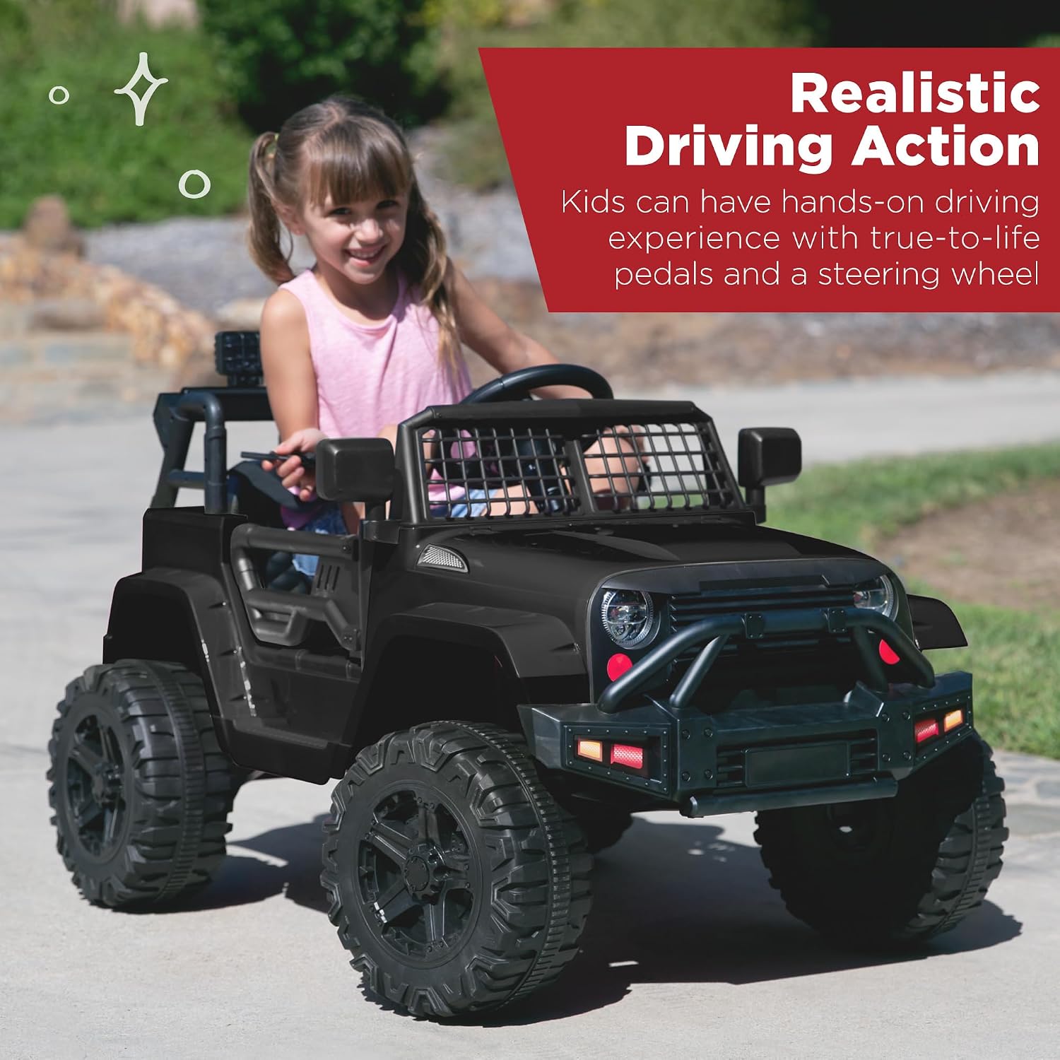 Best Choice Products 12V Kids Electric Vehicle Toy Ride On Car with Parent Remote Control for Toddlers, Seat Harness, 61 lbs Weight Capacity, Locking Doors, Spring Suspension, Bluetooth - Black