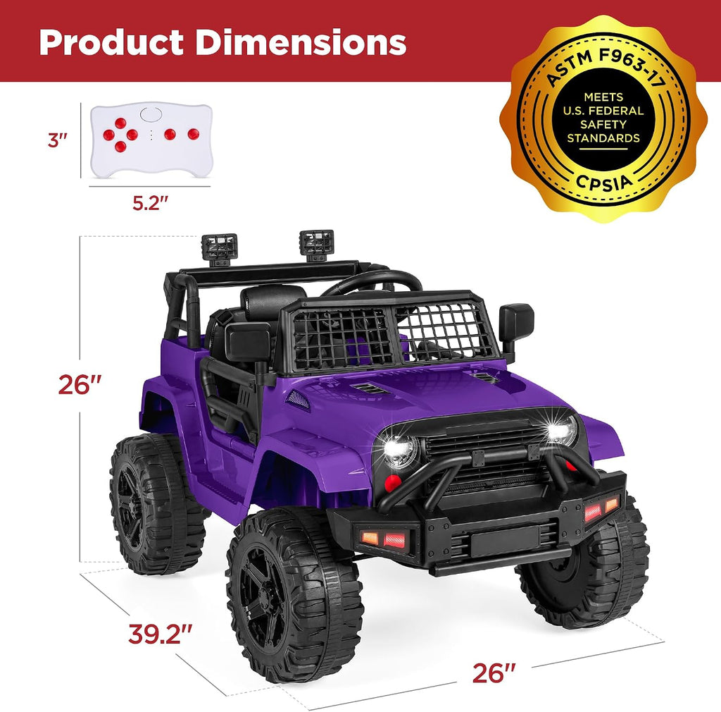 Best Choice Products 12V Kids Electric Vehicle Toy Ride On Car with Parent Remote Control for Toddlers, Seat Harness, 61 lbs Weight Capacity, Locking Doors, Spring Suspension, Bluetooth - Purple