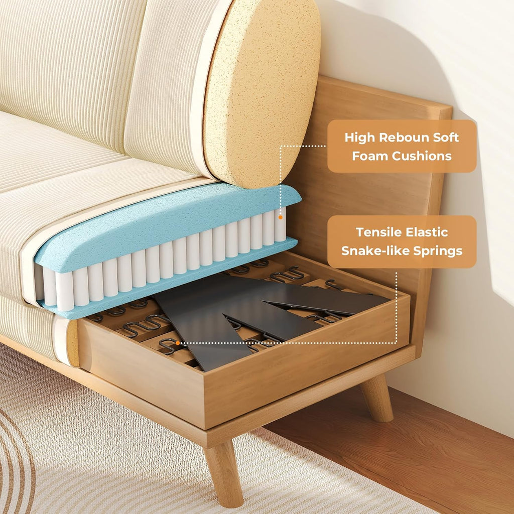 Vesgantti 68' Loveseat Sofa Beige, Comfy Corduroy Couch with Spring Cushion, Modern Sofa with Deep Seat, for Bedroom & Living Room