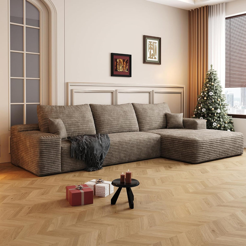 AUGOP 108' Sectional Couches for Living Room Modern Modular Sofa with L-Shape Couchs Upholstered Boneless Couch Deep Seat Sectional Couch with Chaise (Camel, Right Facing Chaise+2Seaters)