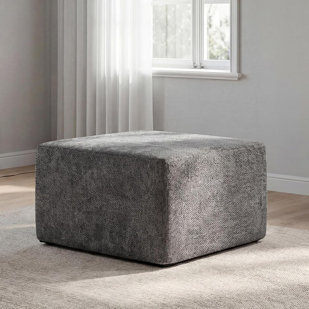 MONVANE Ottoman for Modular Sectional Cloud Couch, Chenille Deep Seat Boneless Couch for Living Room, Bedroom and Apartment, No Assembly Required, DIY Combination, Grey