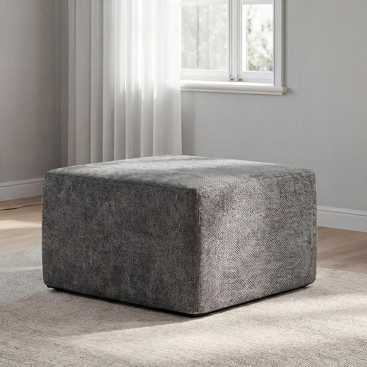 MONVANE Ottoman for Modular Sectional Cloud Couch, Chenille Deep Seat Boneless Couch for Living Room, Bedroom and Apartment, No Assembly Required, DIY Combination, Grey
