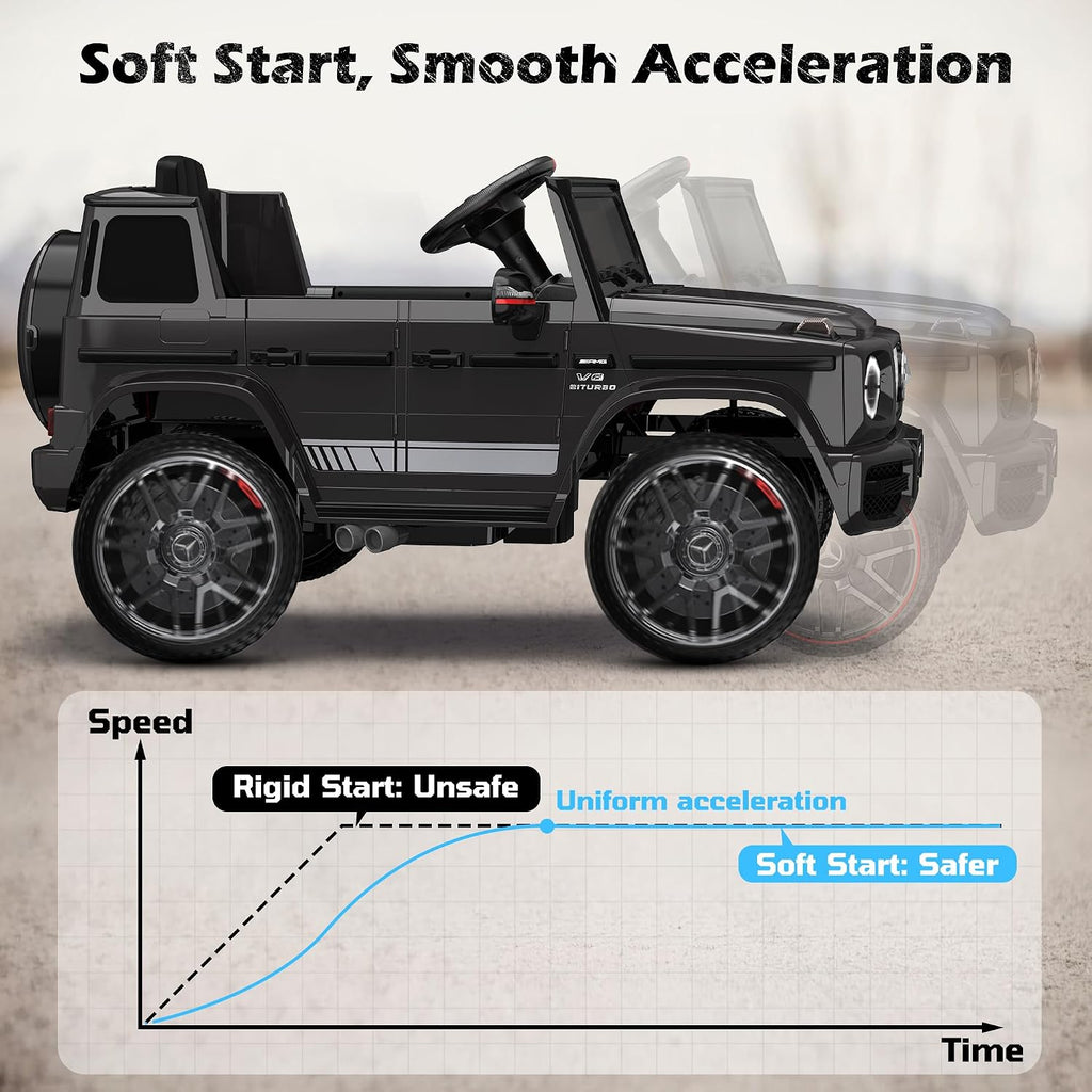 ANPABO Licensed Mercedes-Benz G63 Car for Kids, 12V Ride on Car w/Parent Remote Control, LED Headlights, Music Player/Bluetooth & Horn, Soft Start, Low Battery Prompt, Kids Electric Car, Black